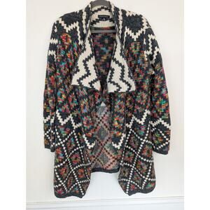 Parkhurst Cardigan Sweater Knit Aztec Geometric Waterfall Boho Multicolor Size M